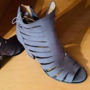 Suede Gray Peep Toe Bootie NEW